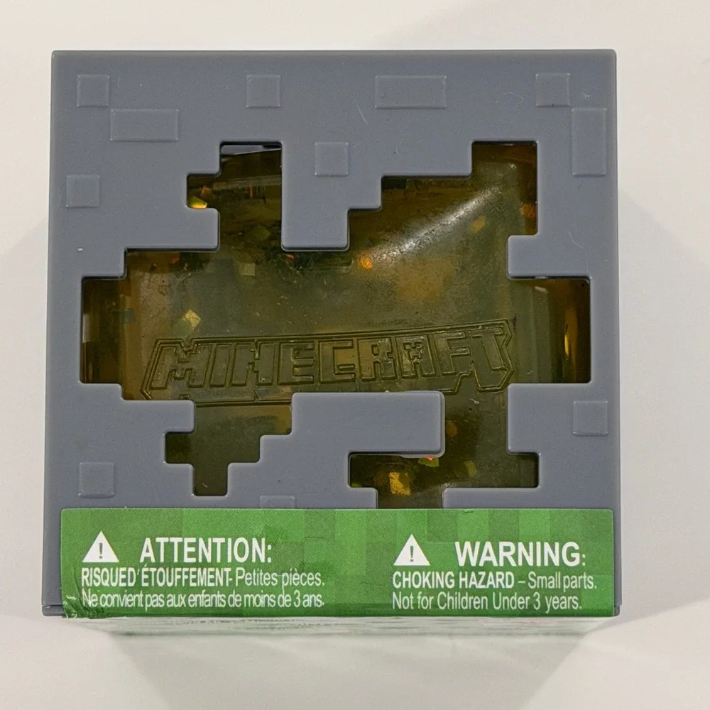 Minecraft Jelly Cube Toy Kids OS Gray Gold/Yellow Squishy Sensory Block NWT